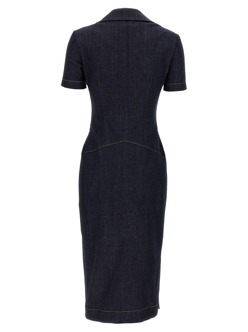 Givenchy Sheath Midi Dress In Stretch Denim