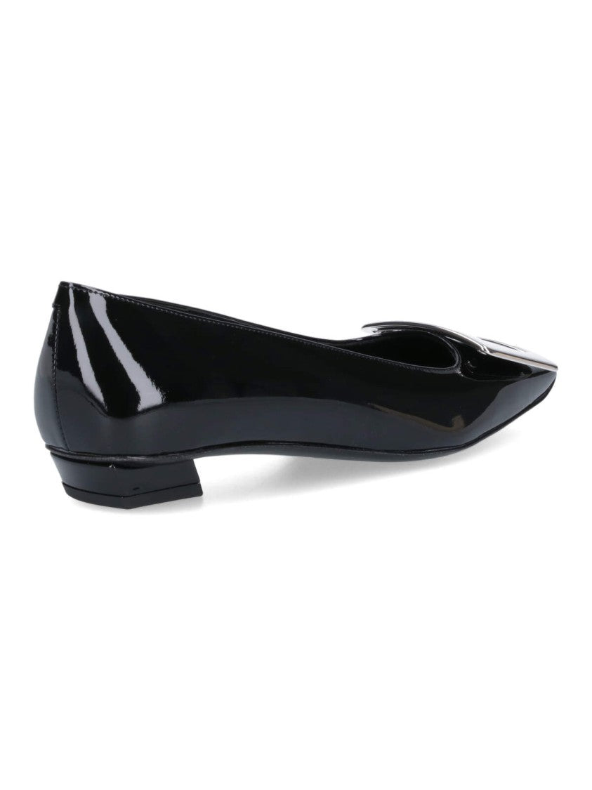 Roger Vivier Black Belle Vivier Patent Leather Flats
