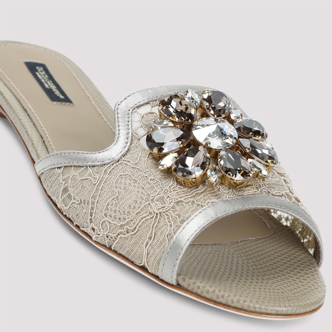 Dolce & Gabbana Beige Lace Flat Sandals