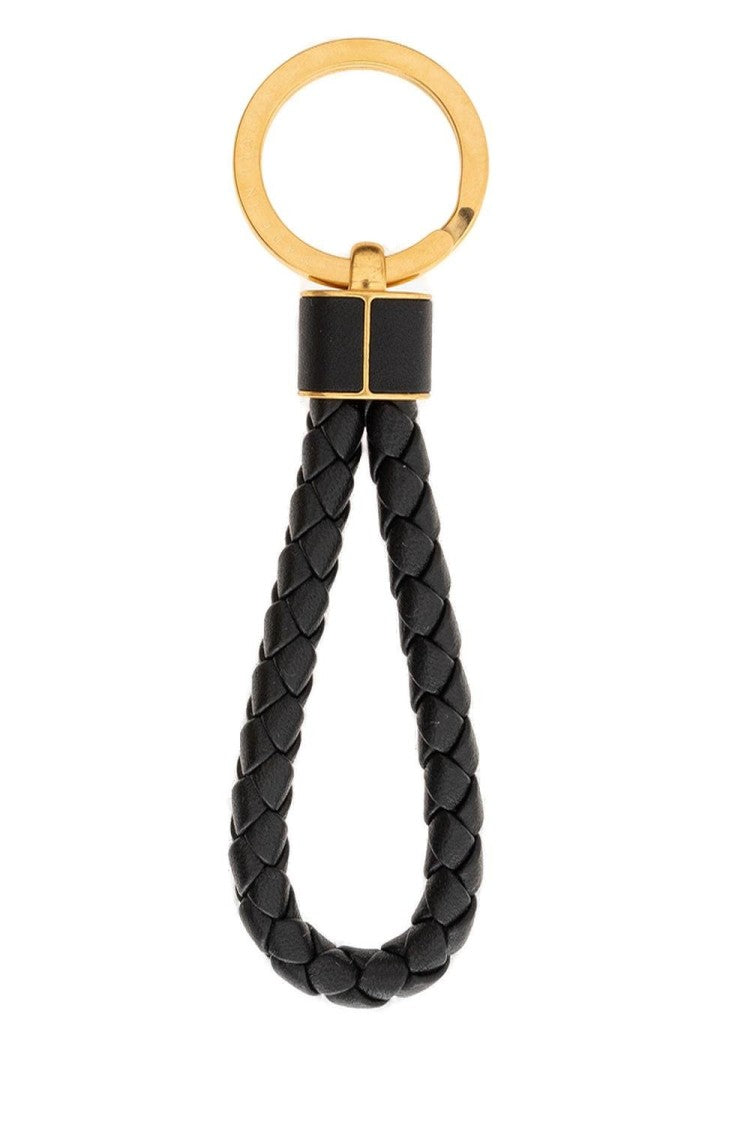 Bottega Veneta Braided Black Leather Keyring