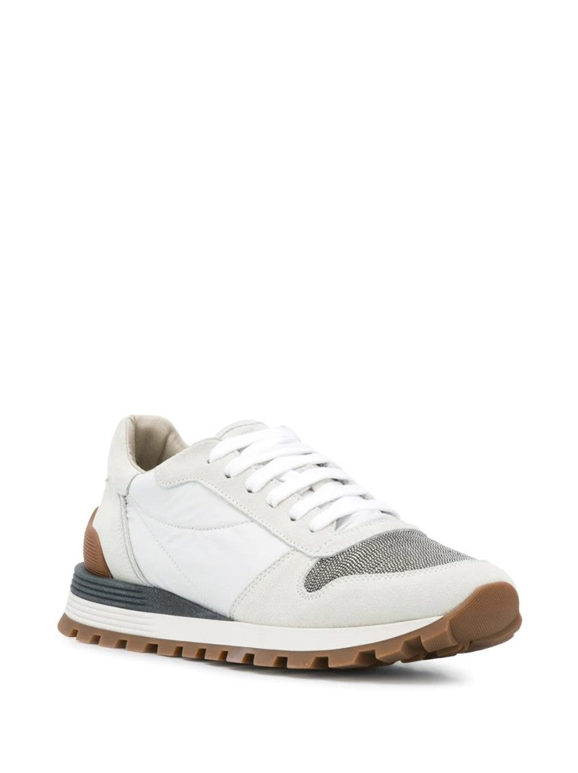 Brunello Cucinelli Beige Lace-Up Sneakers