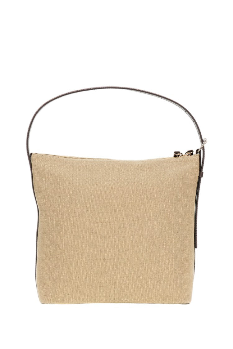 A.P.C. Linen Bag With Leather Accents And Adjustable Strap