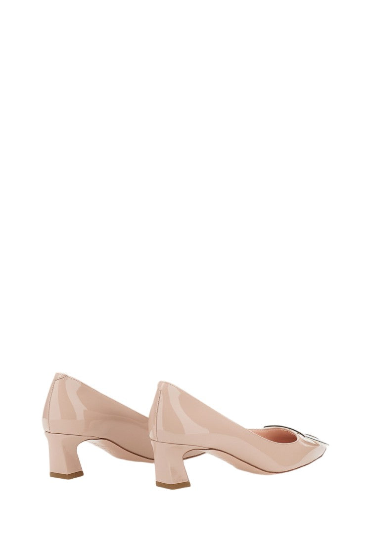 Roger Vivier Patent-Finish Pointed Toe Pumps With Metallic Buckle