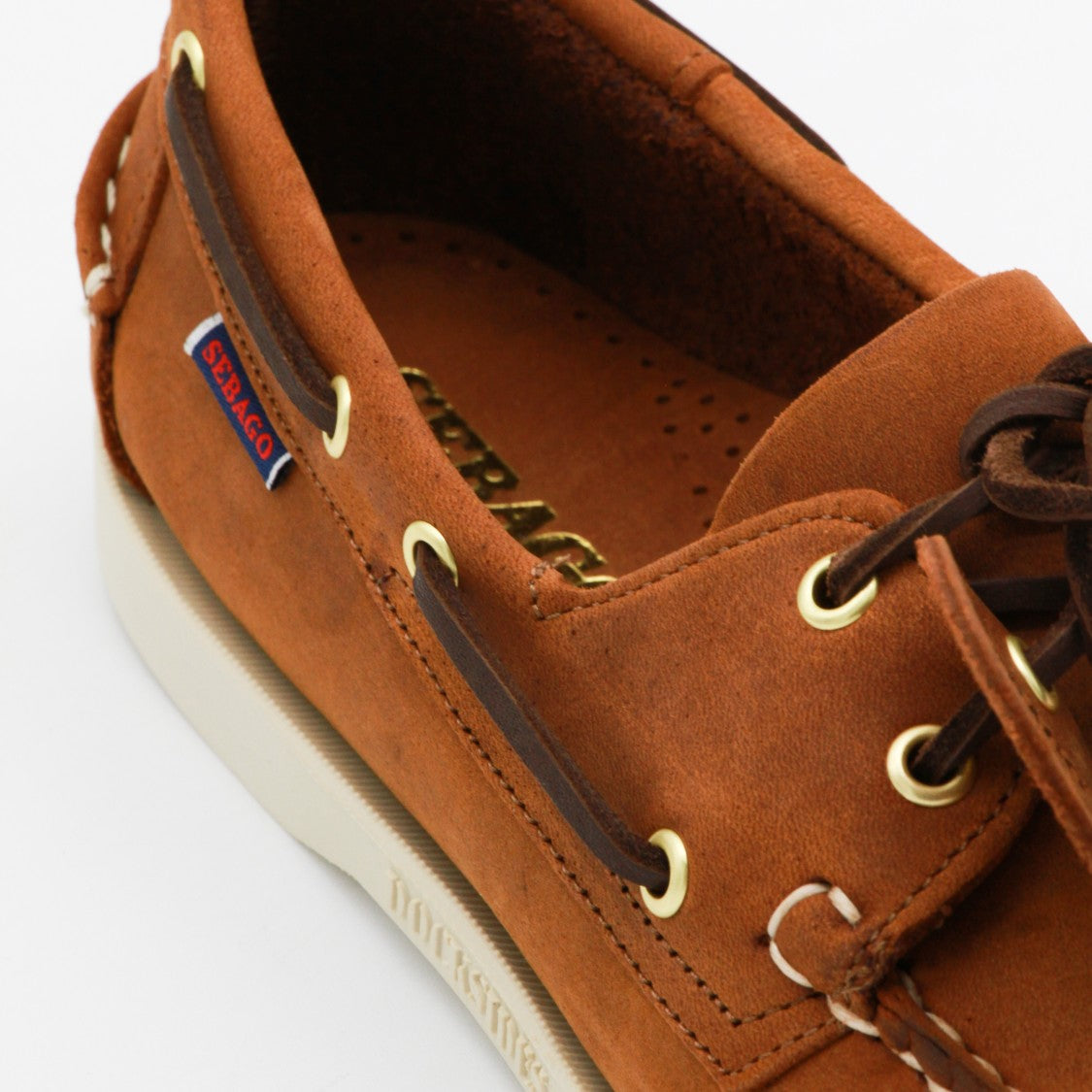 Sebago Brown Leather Boat Shoes With Moccasin Stitching