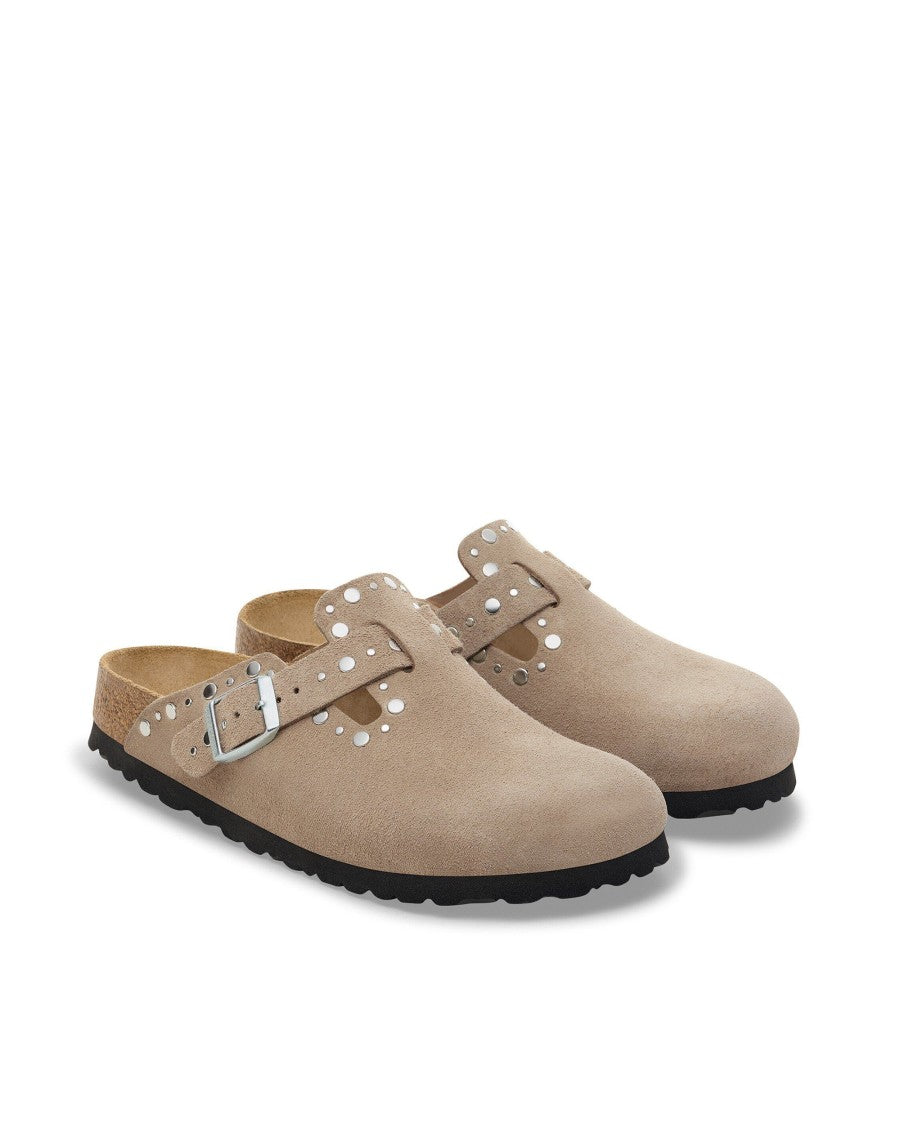 Birkenstock Taupe Boston Rivets Mules