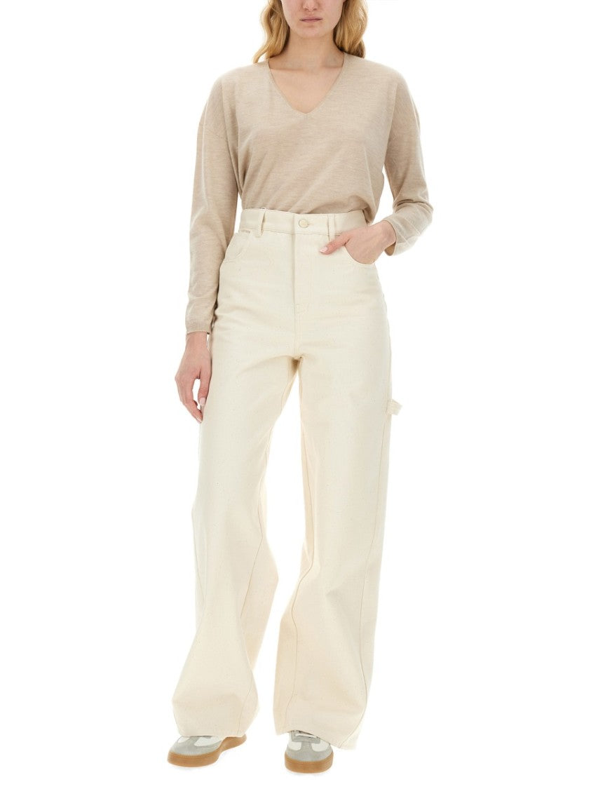 Max Mara Wide-Leg Cotton Trousers With High Waist Silhouette