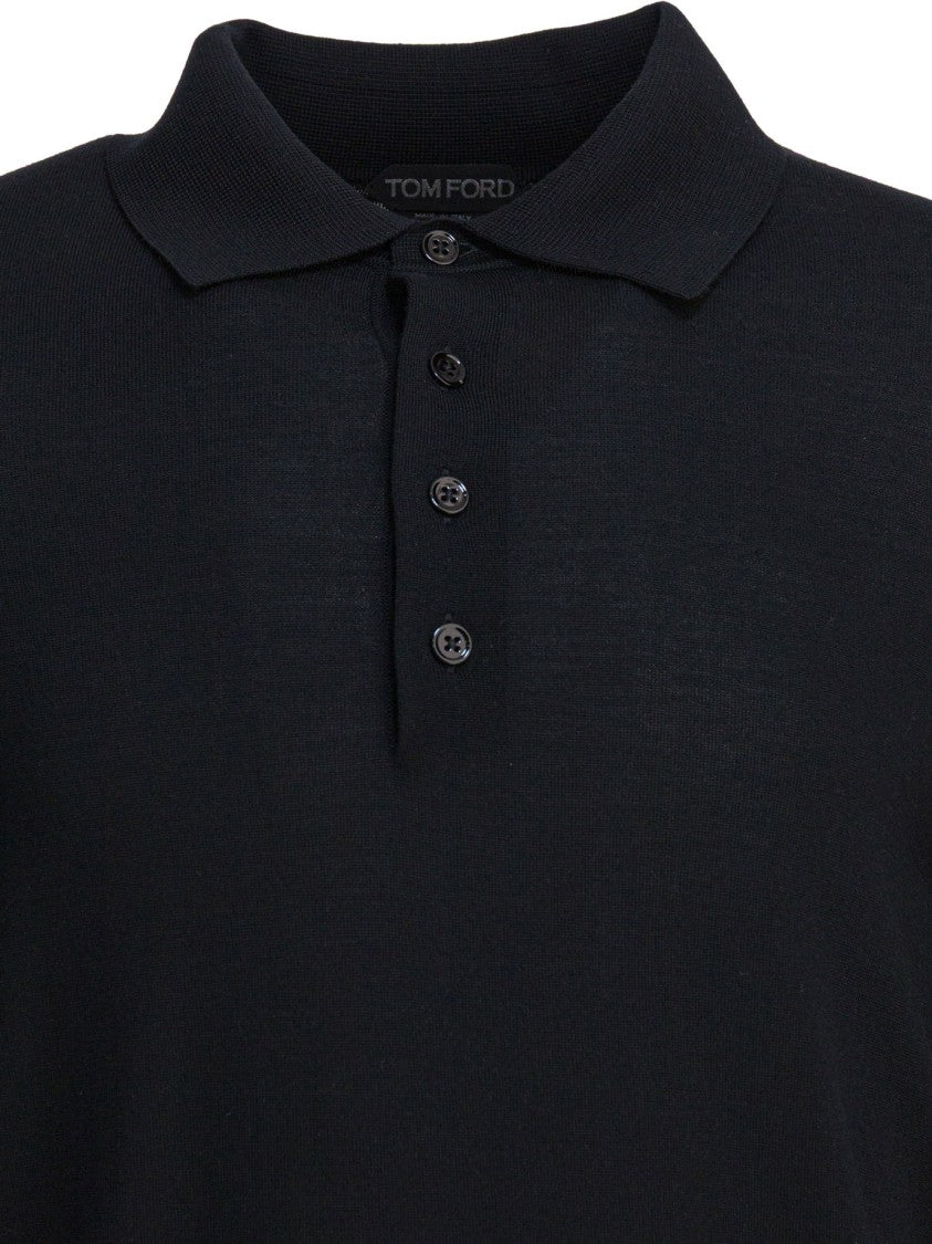 Tom Ford Long-Sleeved Polo Shirt With Classic Button-Down Collar