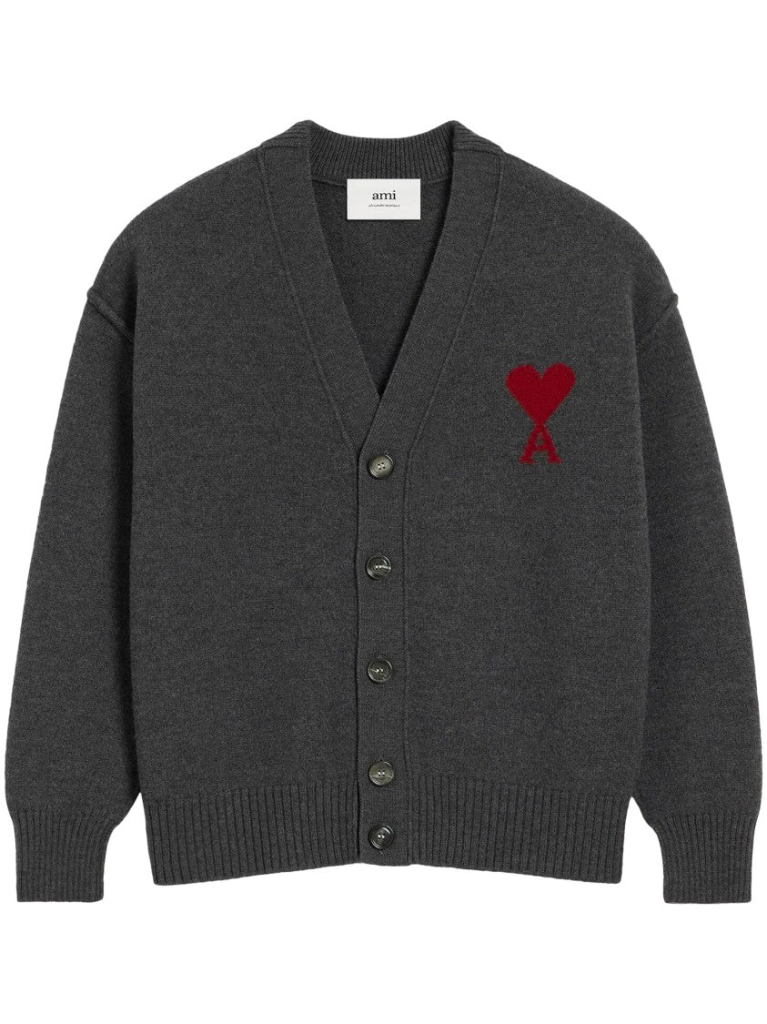 Ami Felted Wool Sweater With Classic Silhouette