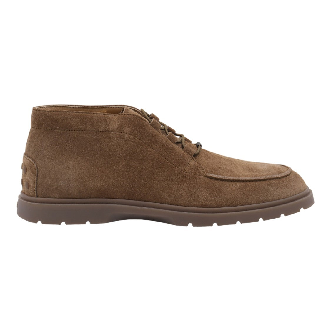 Tod's Mid-Ankle Suede Boots With Moccasin Seam And Lace-Up Front