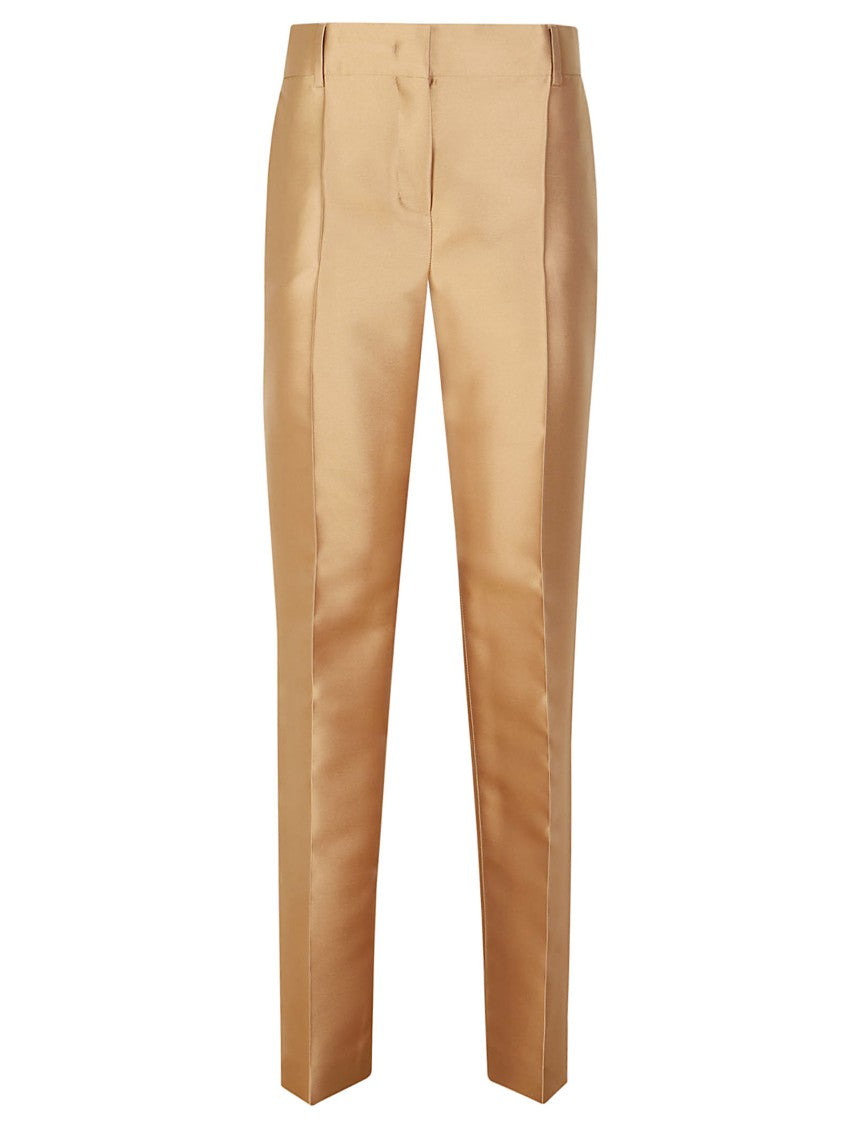 Alberta Ferretti Satin-Finish Tailored Pants With Classic Waistband And Pleats