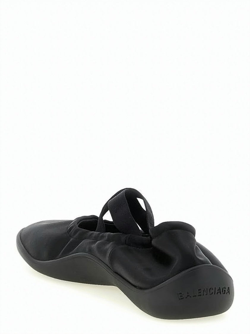 Balenciaga Minimalist Black Flat Shoes With Elasticized Back