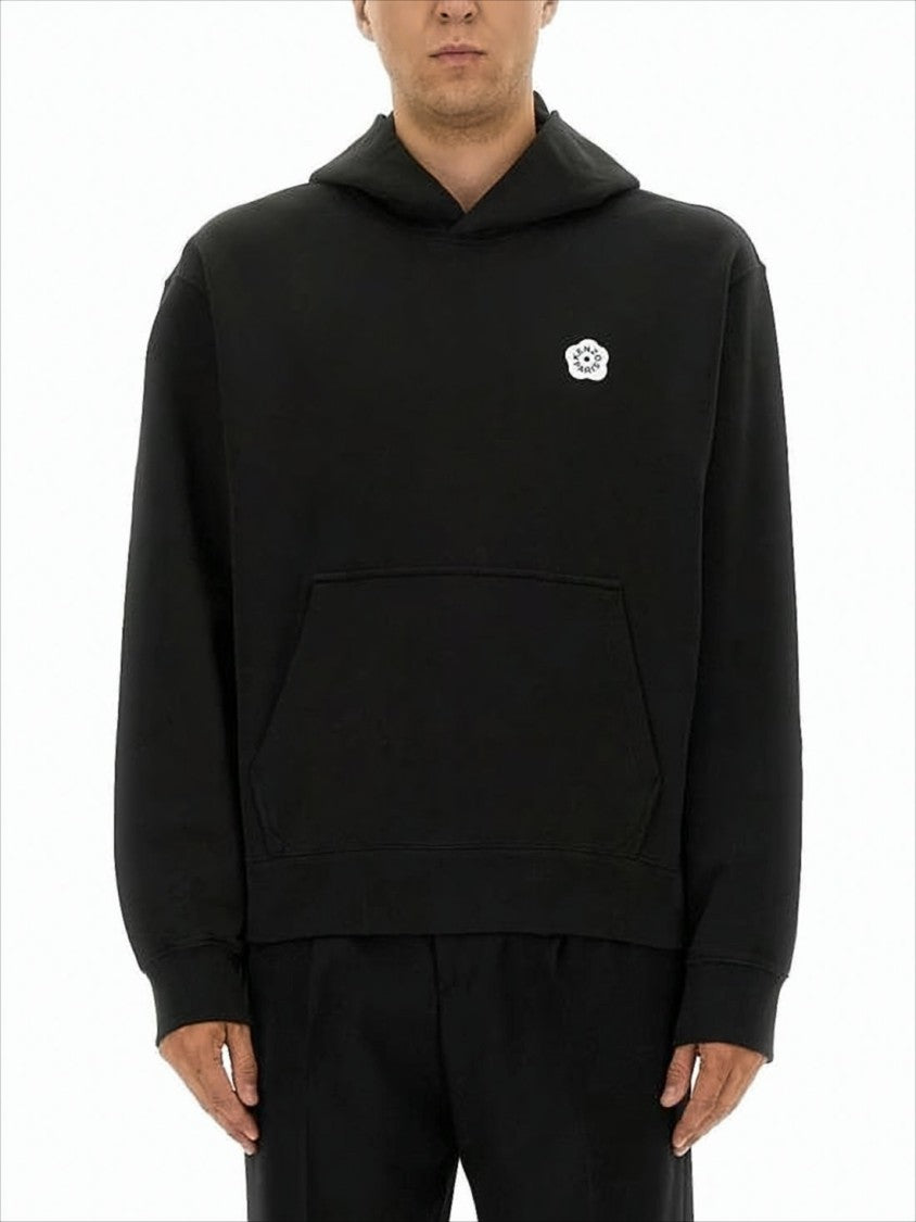 Kenzo Relaxed Fit Black Hoodie With Floral Logo And Graphic