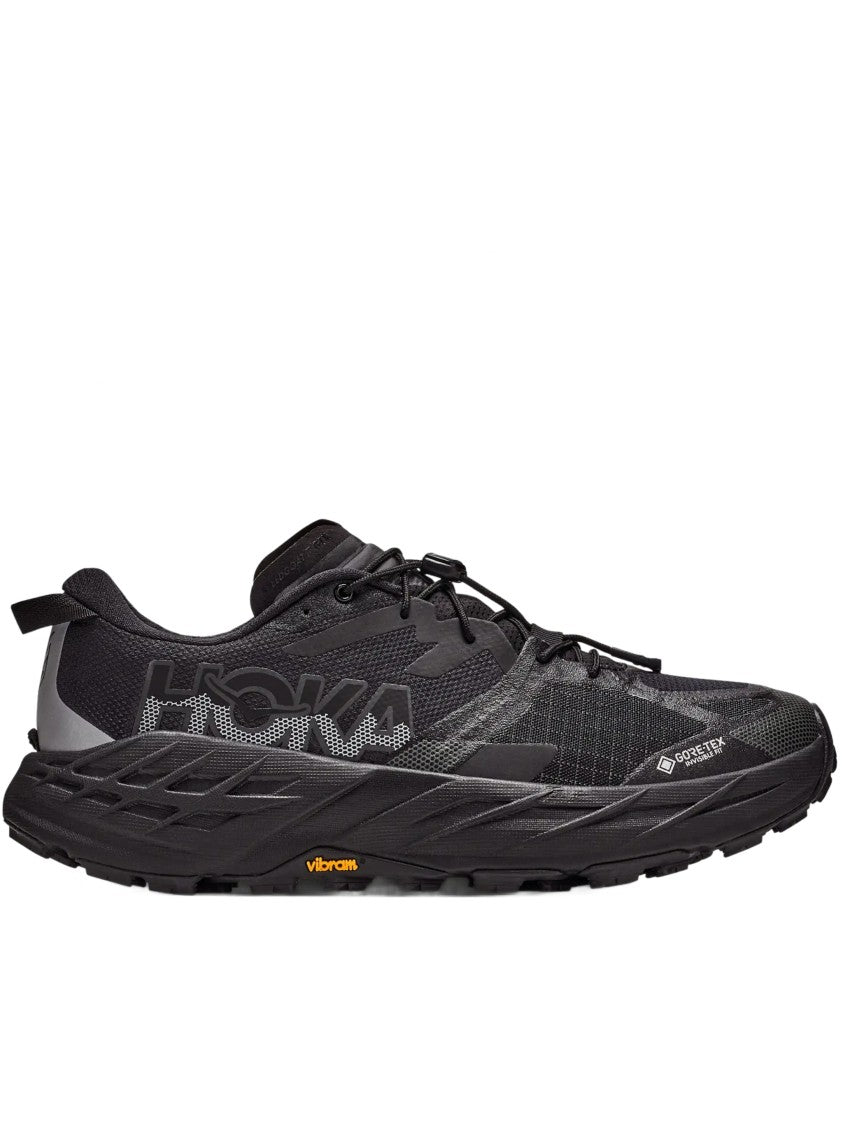 Hoka Trail-Ready Black Trail Running Shoes With Breathable Mesh