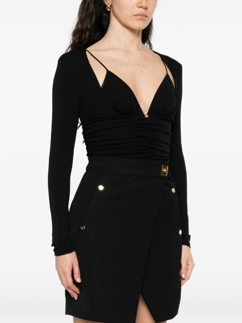 Elisabetta Franchi Fitted Bodysuit With Deep V-Neckline