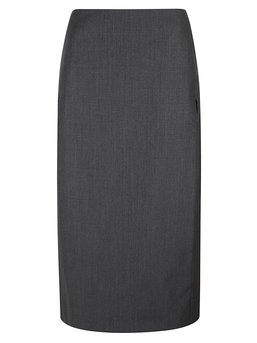 Jil Sander Tailored Midi Skirt With Subtle Back Slit And Concealed Zipper