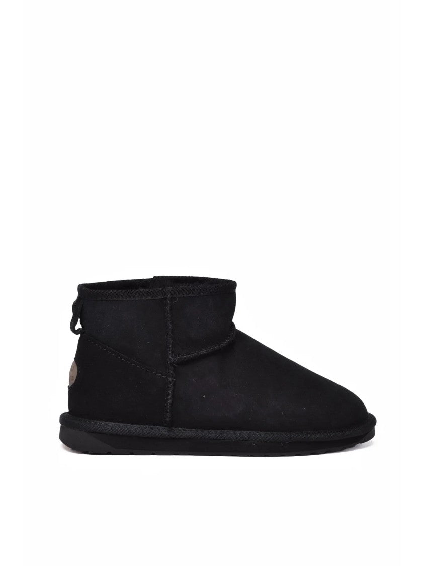 Emu Australia Black Leather Fur Stinger Micro Ankle Boots