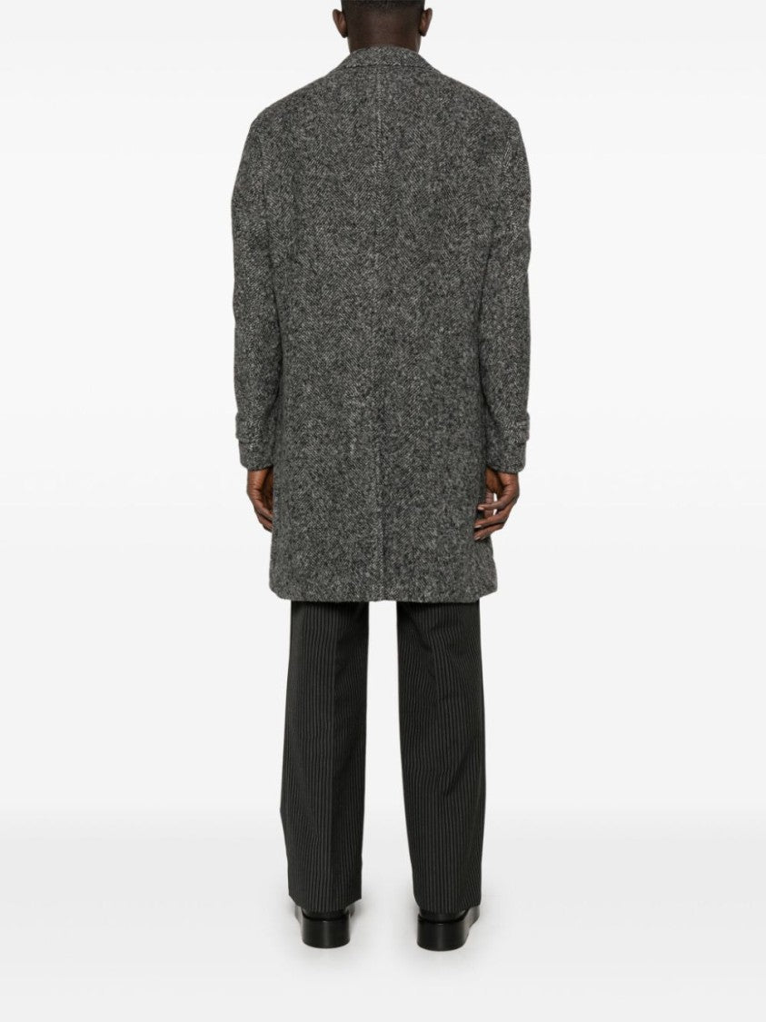 Eleventy Herringbone Coat With Front Button Fastening