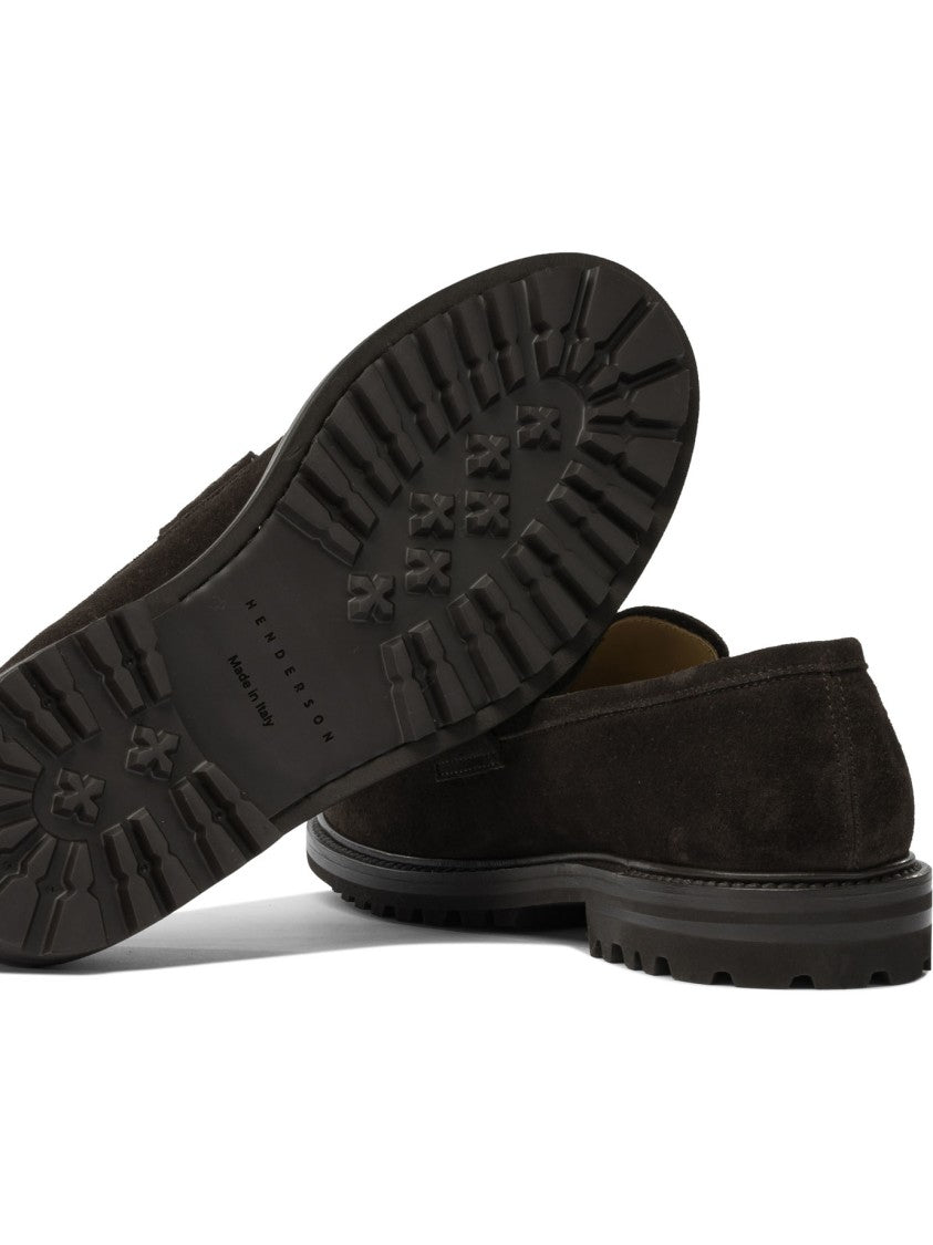 Henderson Baracco Suede Loafers With Penny Strap And Rubber Sole