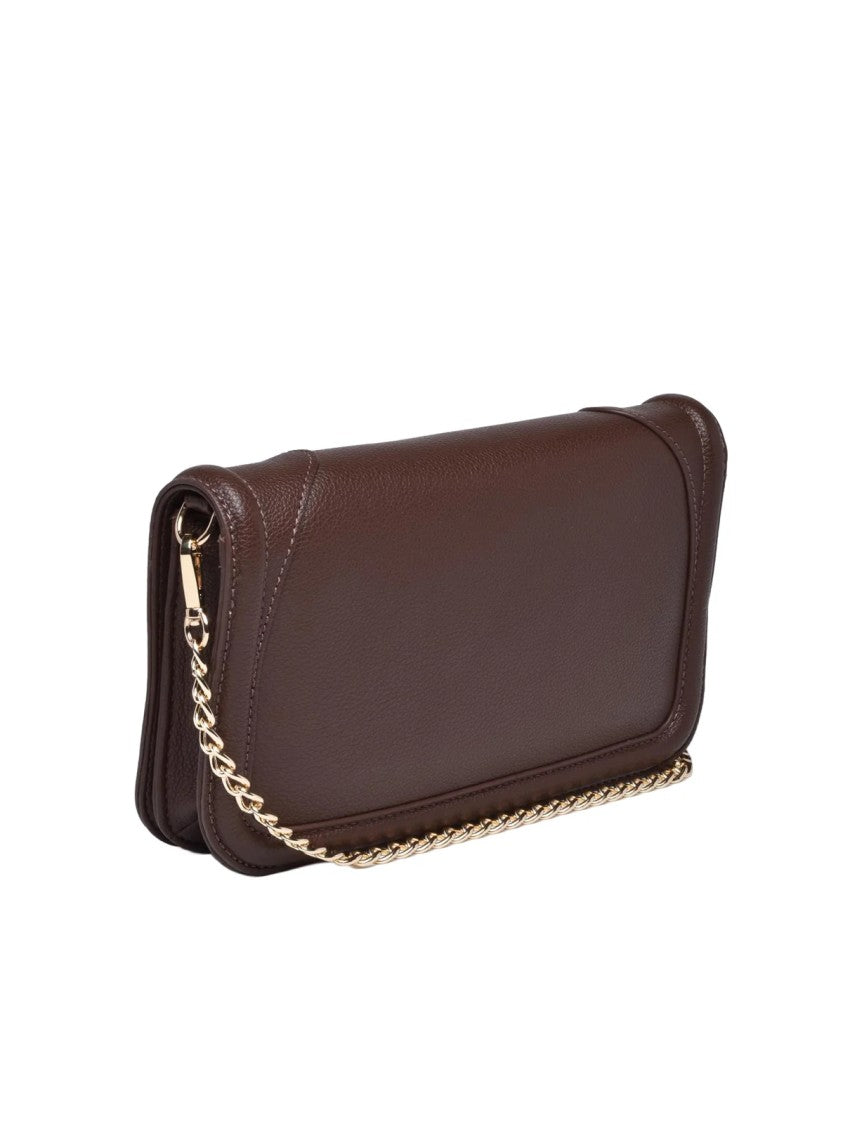 Love Moschino Textured Polyurethane Crossbody Bag With Metallic Logo And Chain Strap