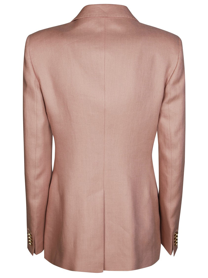 Tagliatore Double-Breasted Linen Blazer With Central Vent