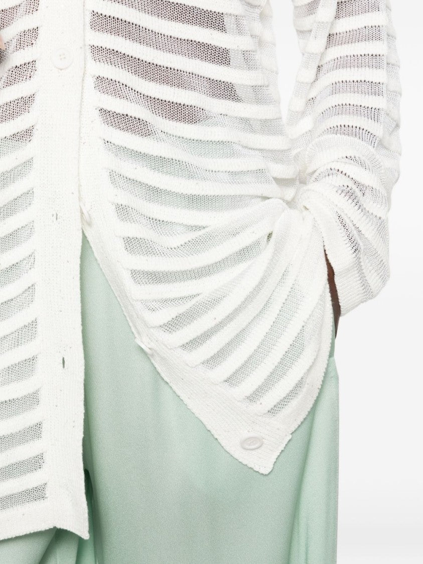 Fabiana Filippi Sheer Striped Knit Long-Sleeved Top