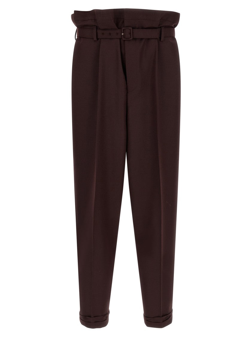 Saint Laurent 'Paper-Bag' Wool And Mohair Blend Trousers
