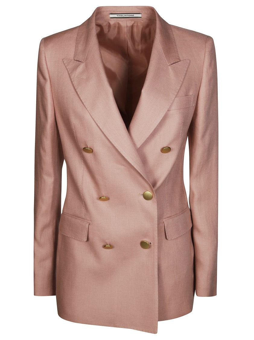 Tagliatore Double-Breasted Linen Blazer With Central Vent