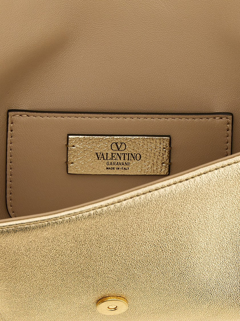 Valentino Garavani Small Laminated Nappa Leather Shoulder Bag With Antique-Effect Metal Logo