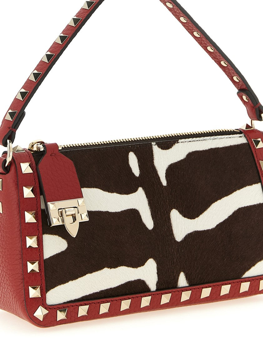 Valentino Garavani Small Shoulder Bag With Elk Effect And Signature Studs