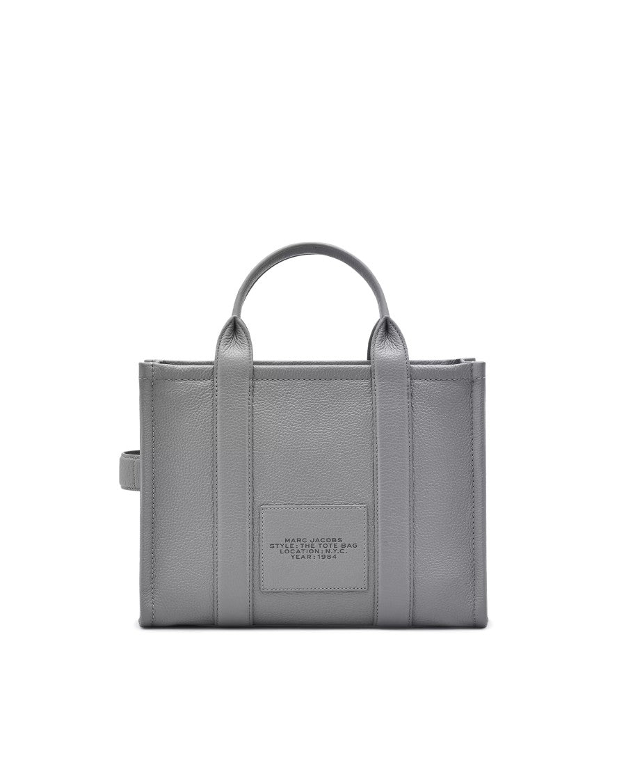 Marc Jacobs The Leather Medium Tote Bag In Cement