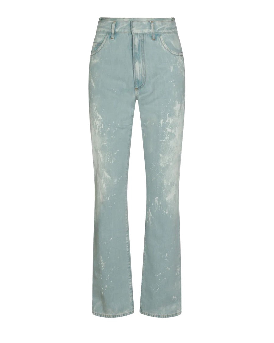 Mm6 By Maison Margiela Straight-Leg Light Blue Jeans With Hand-Painted Detailing