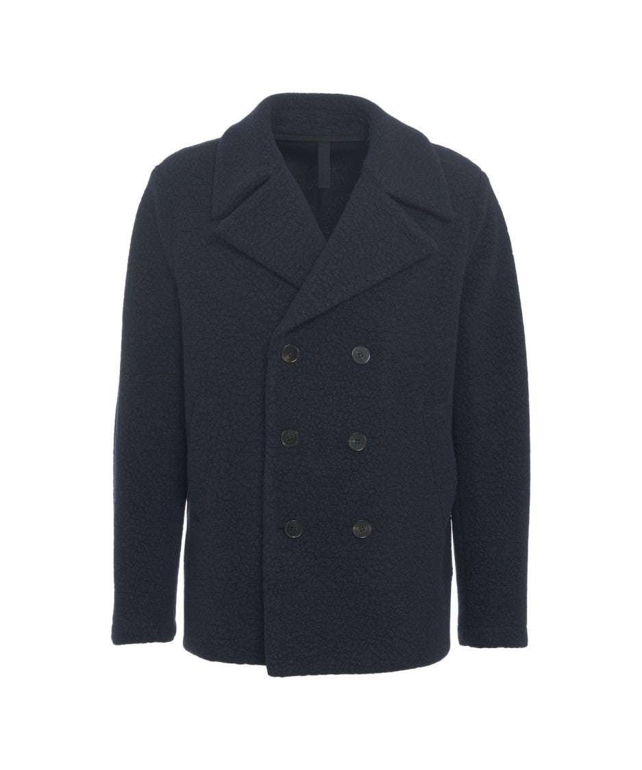 Harris Wharf London Structured Bouclé Peacoat With Double-Breasted Closure