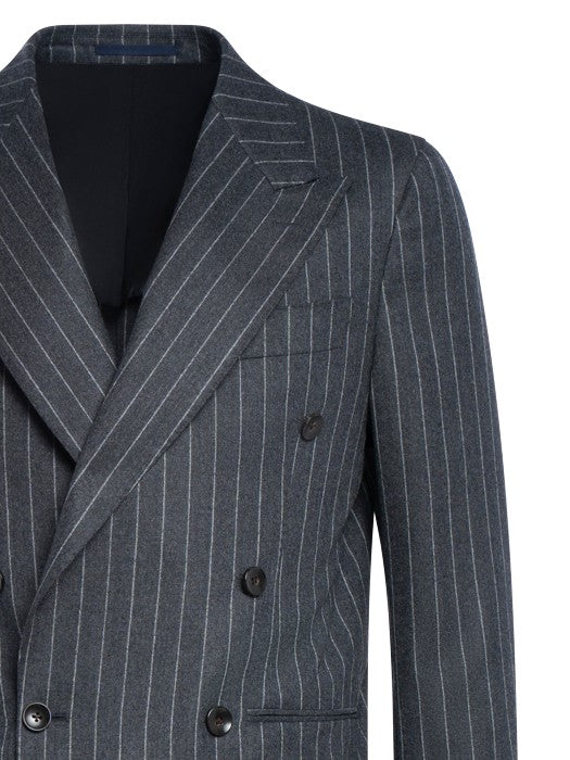 Franzese Collection Double-Breasted Pinstriped Suit In Super 120'S Virgin Wool