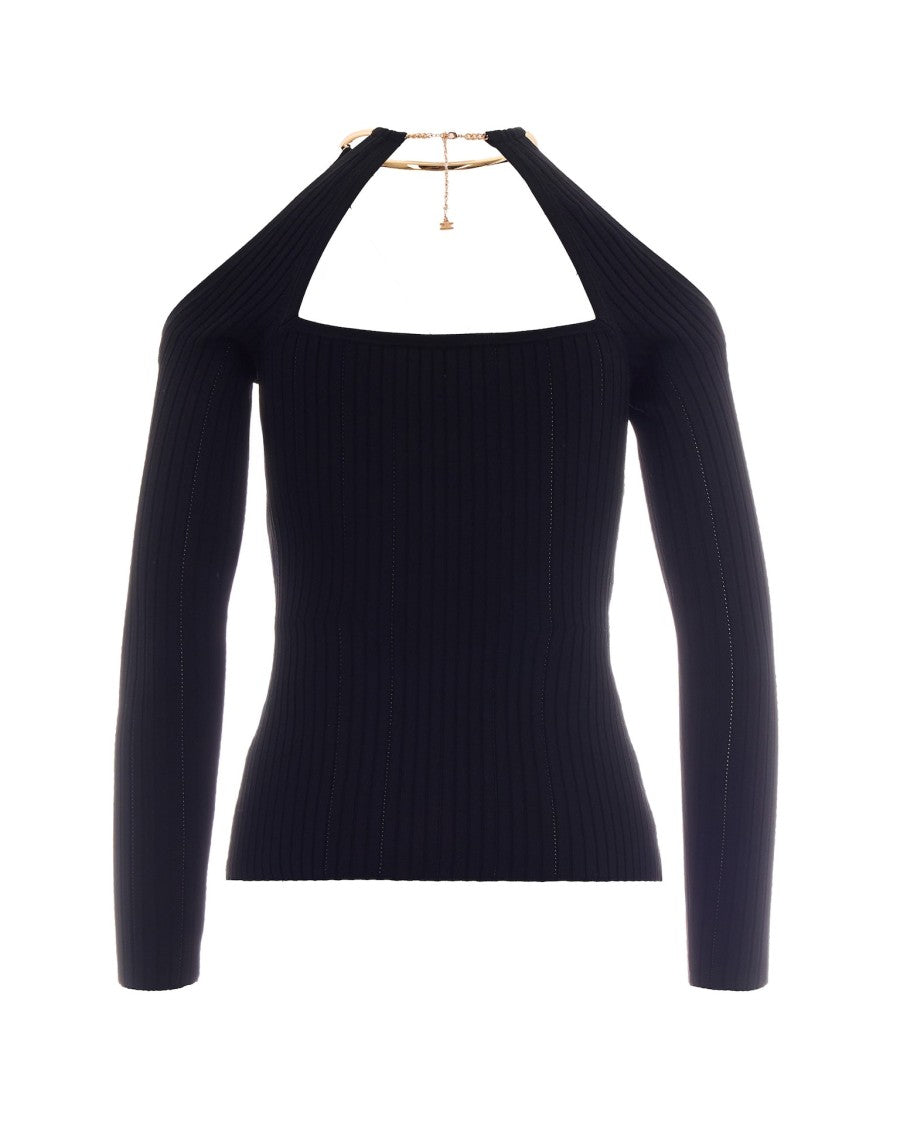 Elisabetta Franchi Knitted Top With Jewel