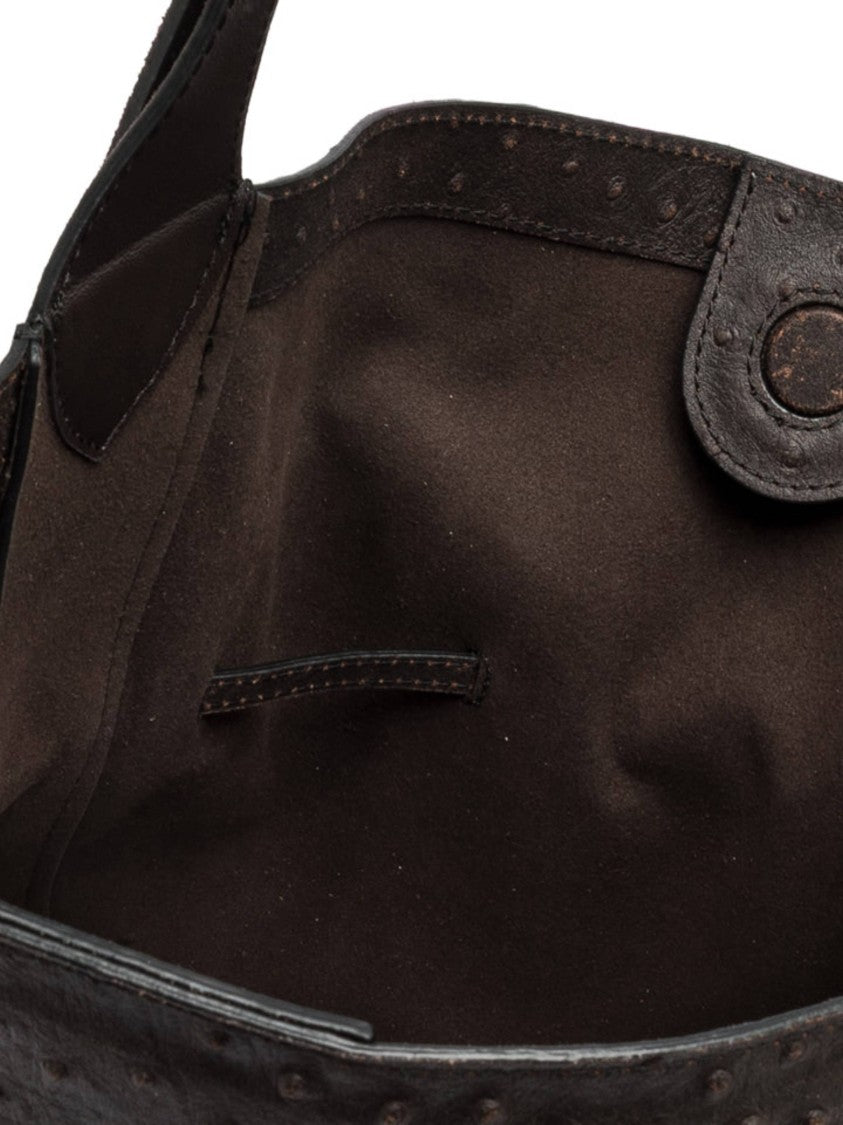 Gianni Chiarini Spacious Ostrich-Effect Leather Shoulder Bag