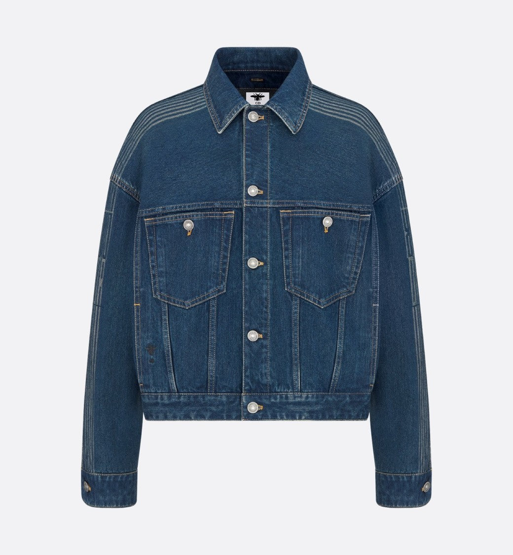 Christian Dior Cropped Denim White Sherpa Collar Jacket