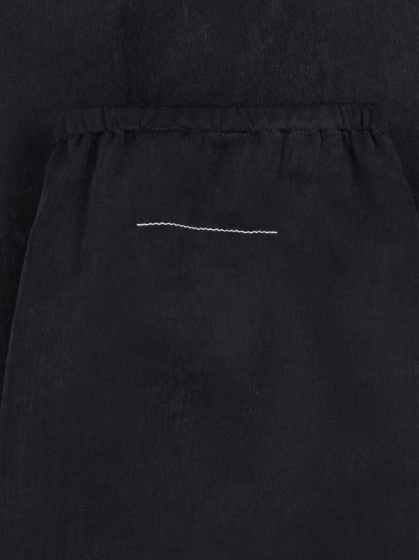 Mm6 By Maison Margiela Black Fabric Elastic Waist Midi Skirt