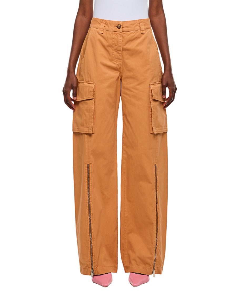 Stella Mccartney Front Zip Cargo Pants With Double Box Pleats And Slashed Pockets