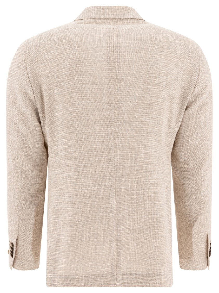 Tagliatore Double-Breasted Textured Jacket With Structured Lapel