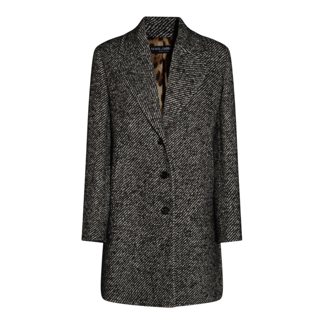 Dolce & Gabbana Tailored Grey Coat With Herringbone Pattern