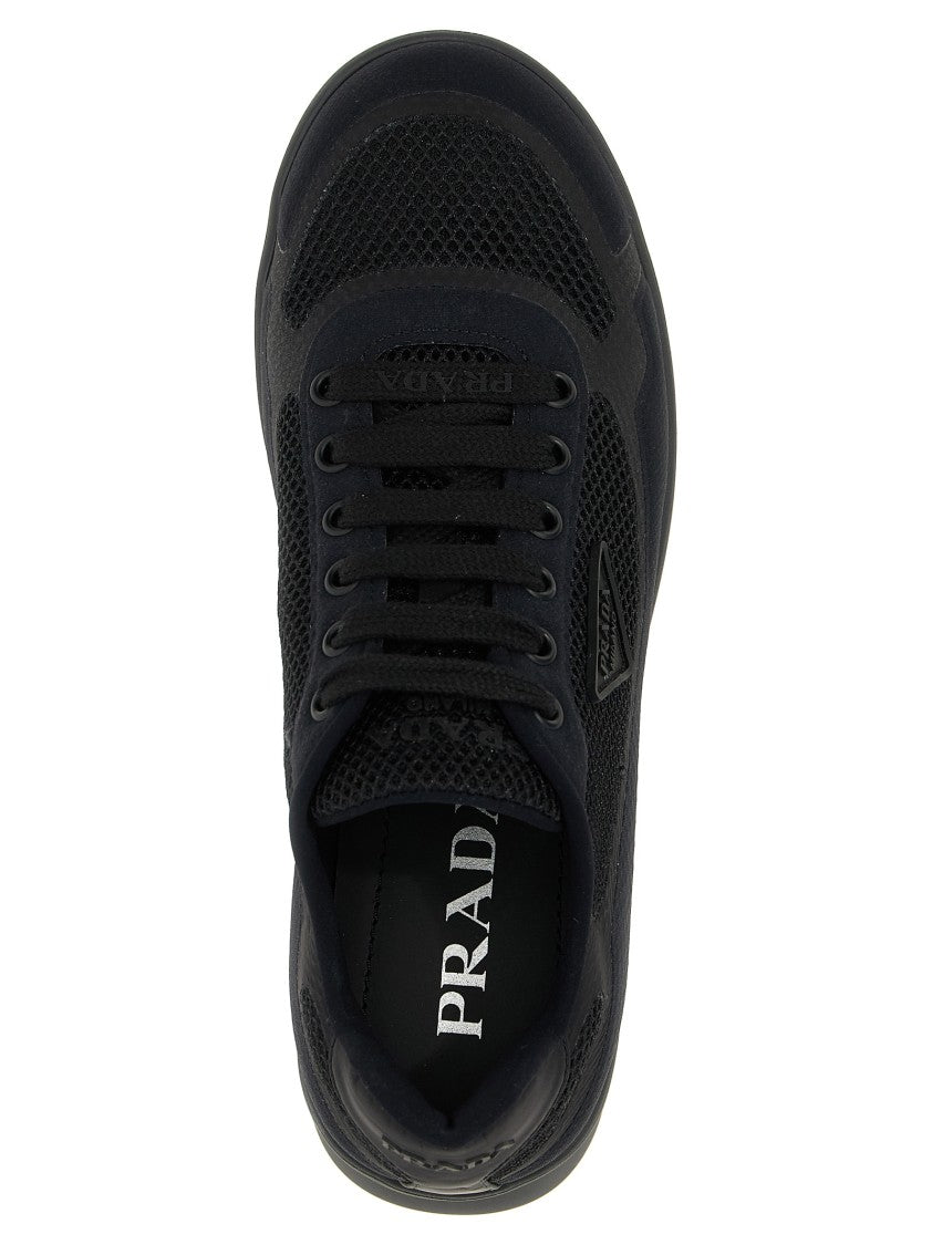 Prada Openwork Mesh Sneakers With Tone-On-Tone Logos
