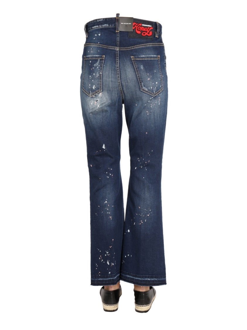 Dsquared2 High-Waisted Wide-Leg Denim Jeans