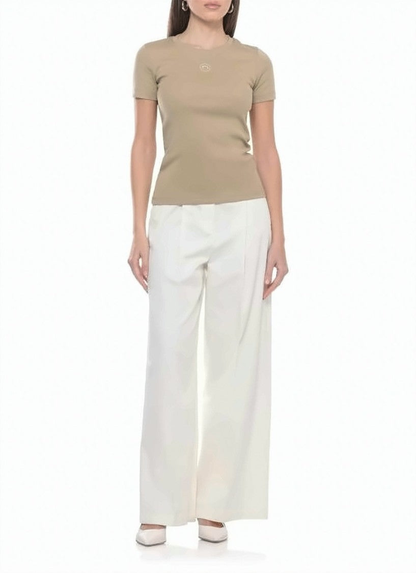 Marine Serre Fitted Short-Sleeve Jersey Top With Crescent Moon Logo