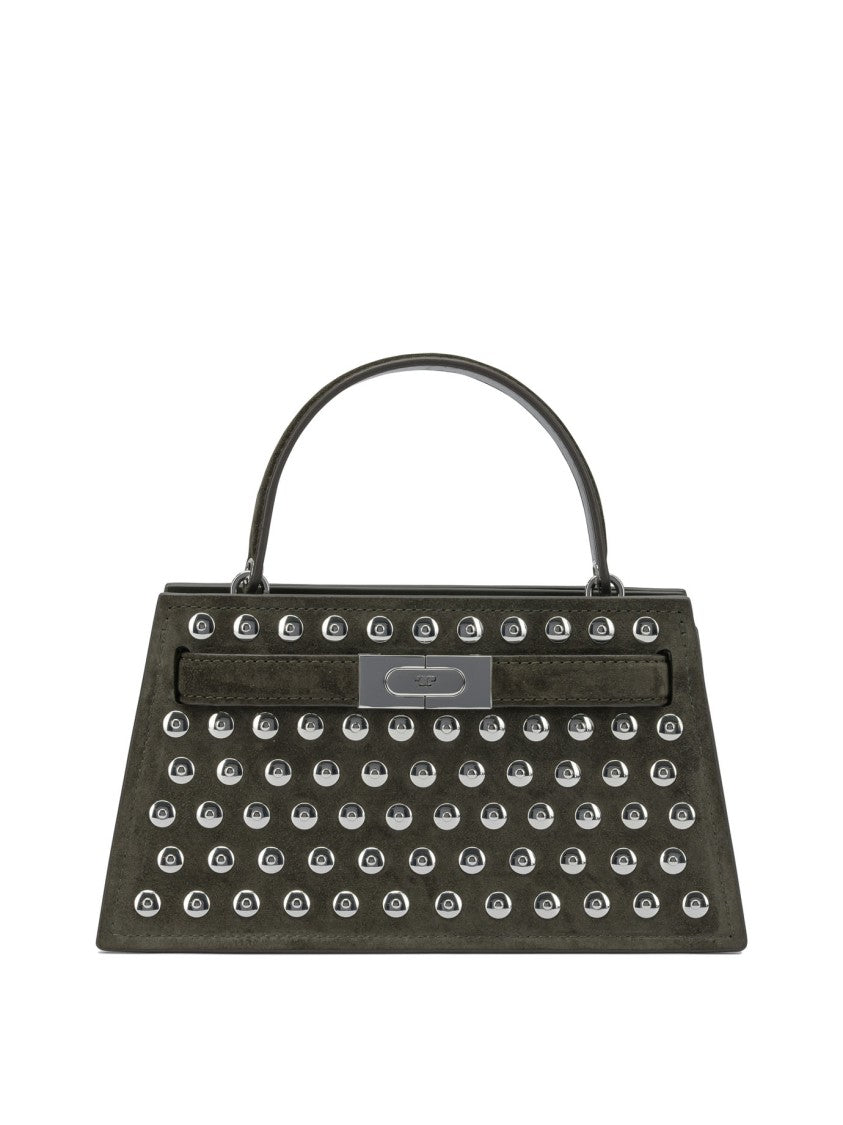 Tory Burch Trapezoidal Suede Handbag With Metallic Studs