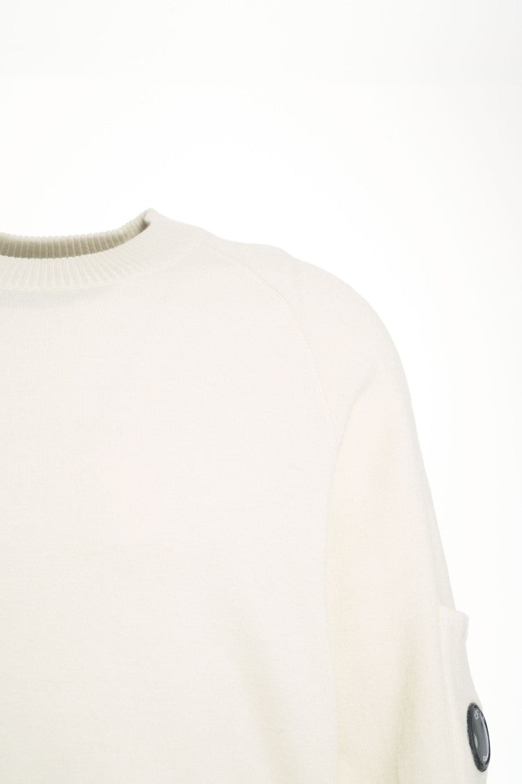 C.P. Company Crew Neck Knit Sweater With Iconic Lens Logo