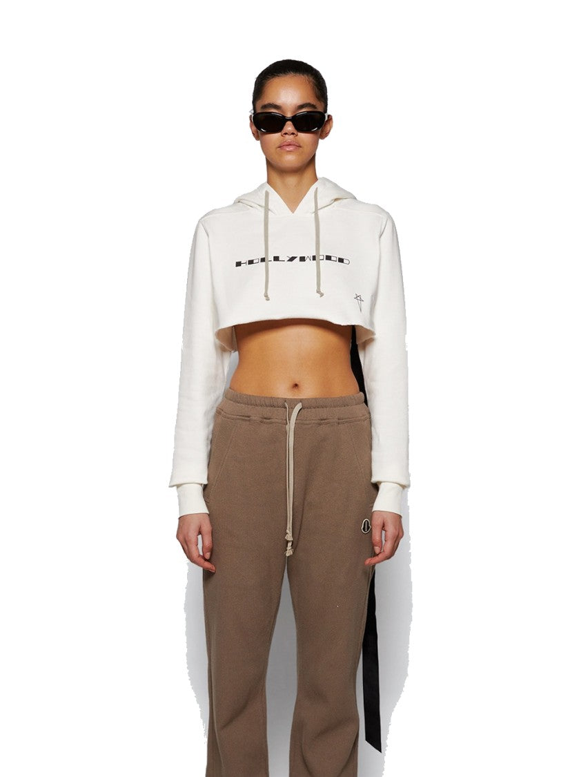 Drkshdw By Rick Owens Cropped Hoodie Milk And Black