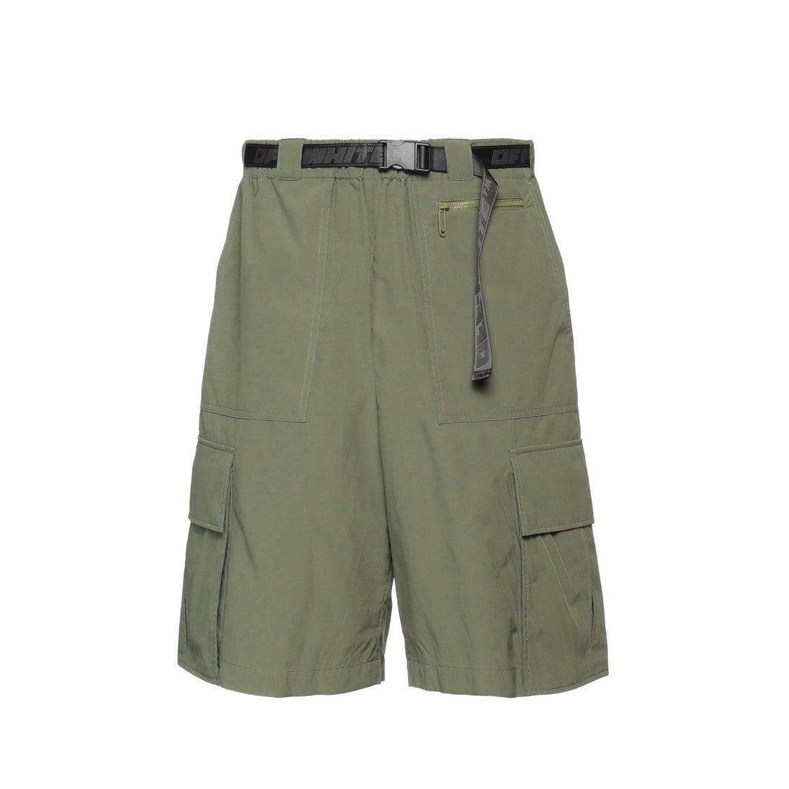 Off-White Relaxed Fit Bermuda Shorts With Removable Belt