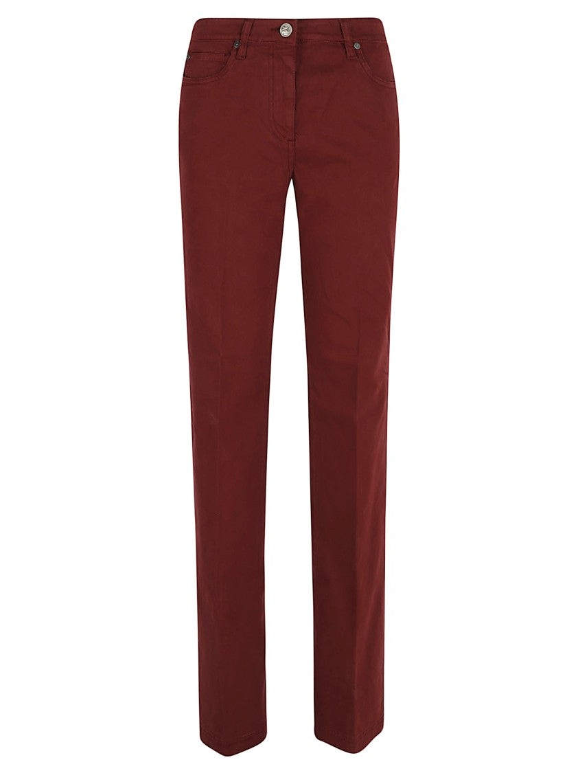 Etro Burgundy Cotton Denim Jeans With Pegasus Detail
