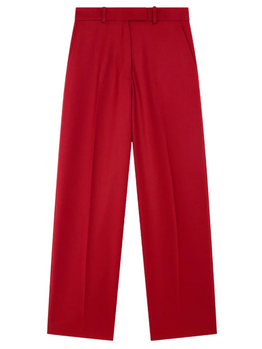 The Frankie Shop Red Wide Leg Satin Wide-Leg Pants