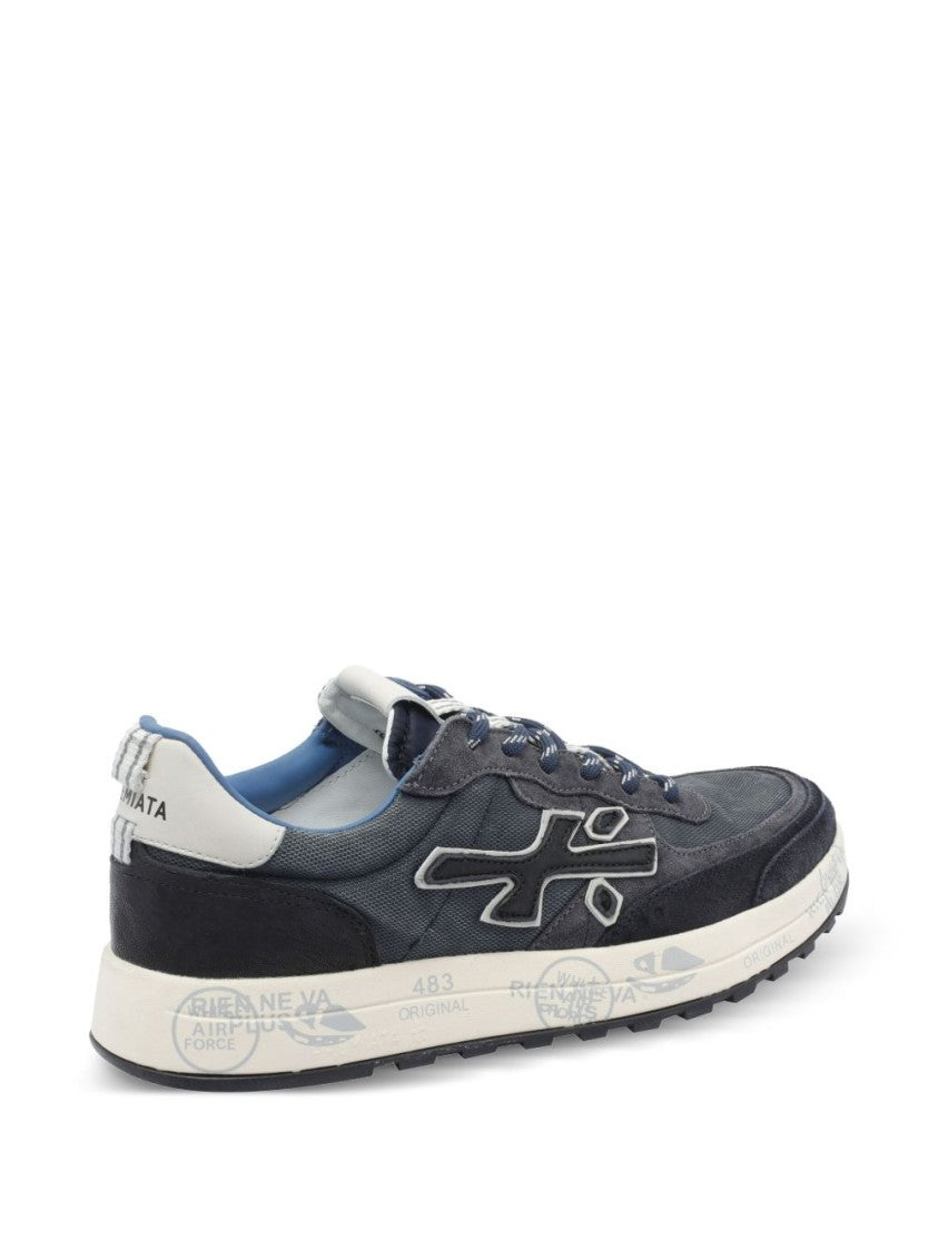 Premiata Low-Top Blue Sneakers With Leather Craftsmanship